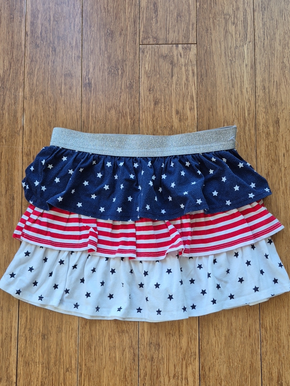 Red, White And Blue Flag Print Skirt